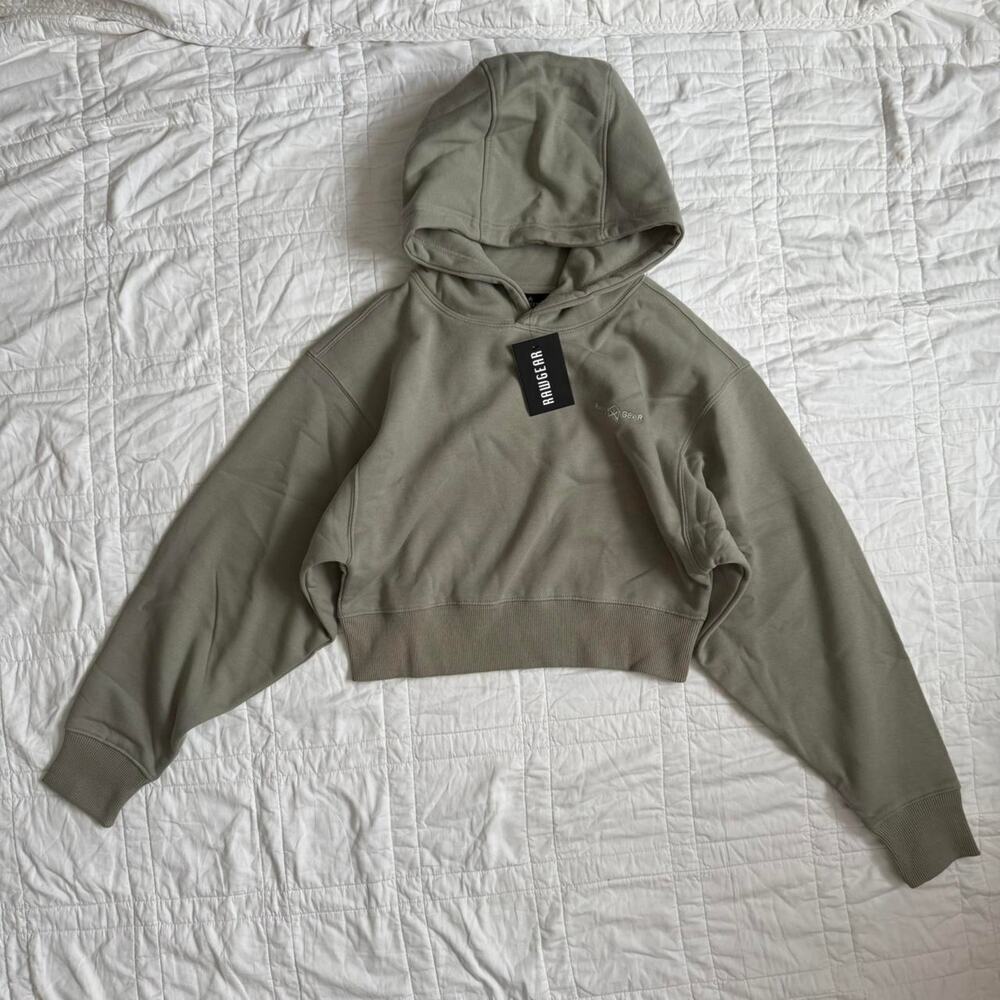 Sage‎ green cropped hoodie sweatshirt Raw gear sz med gorpcore minimalist earthy